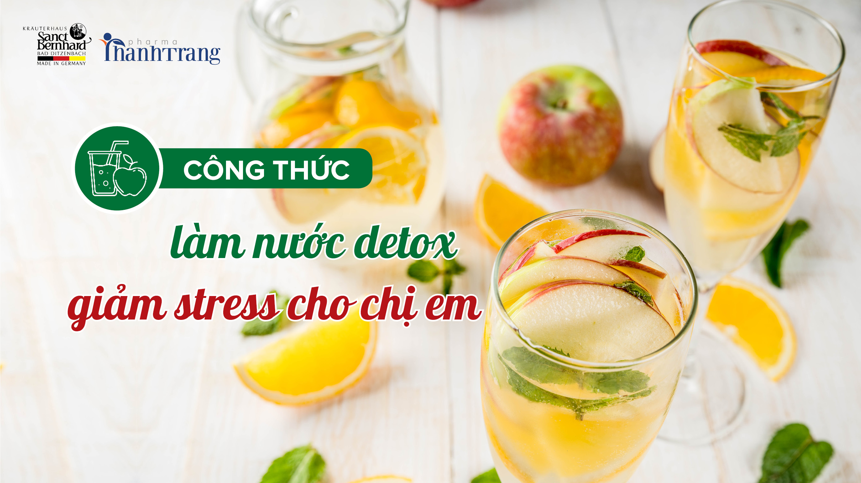 Công thức làm nước detox, giảm stress cho chị em